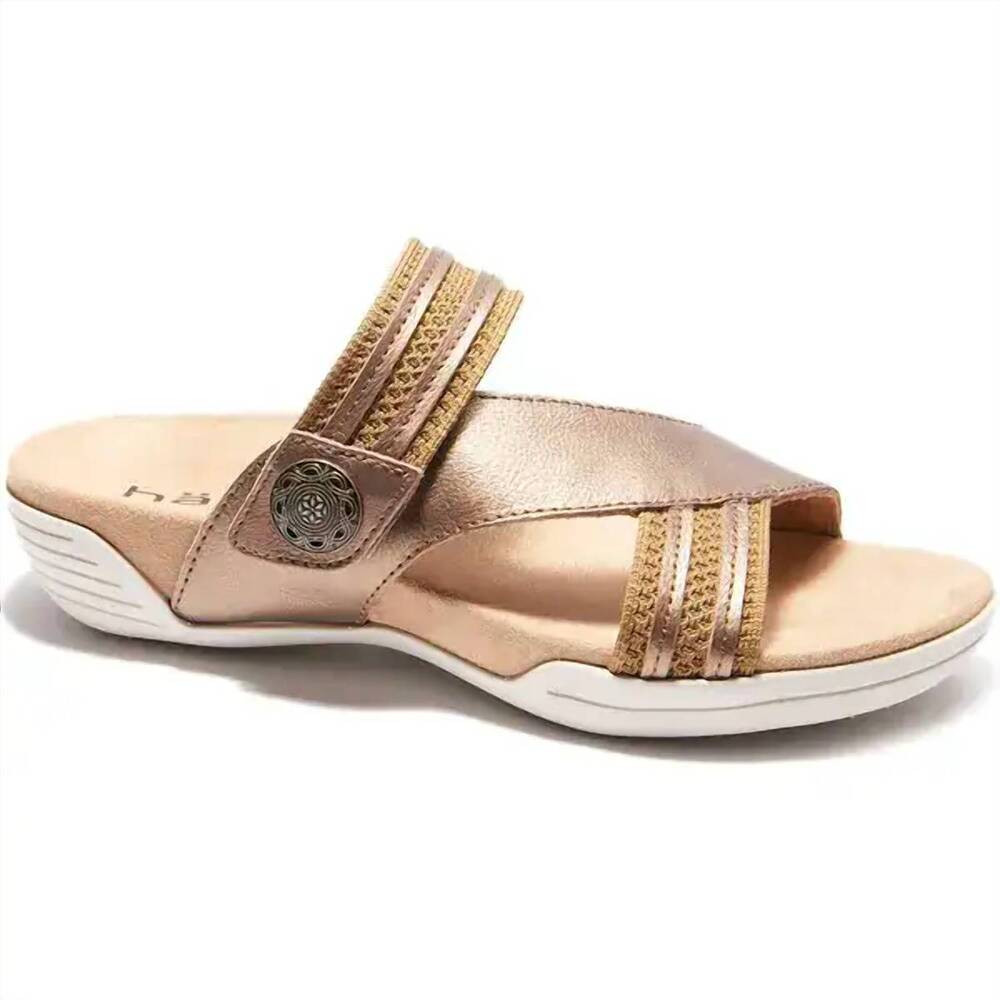 NEW HALSA FOOTWEAR women's desiree flat sandals in bronze